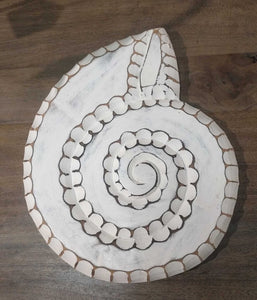 NEW 14" White Wood Nautilus Shell Wall Decor 32219w-4