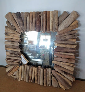 NEW 16" Square Driftwood Mirror