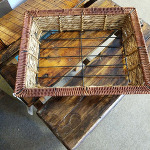 Wicker & Metal Divided Tray with Two Inserts