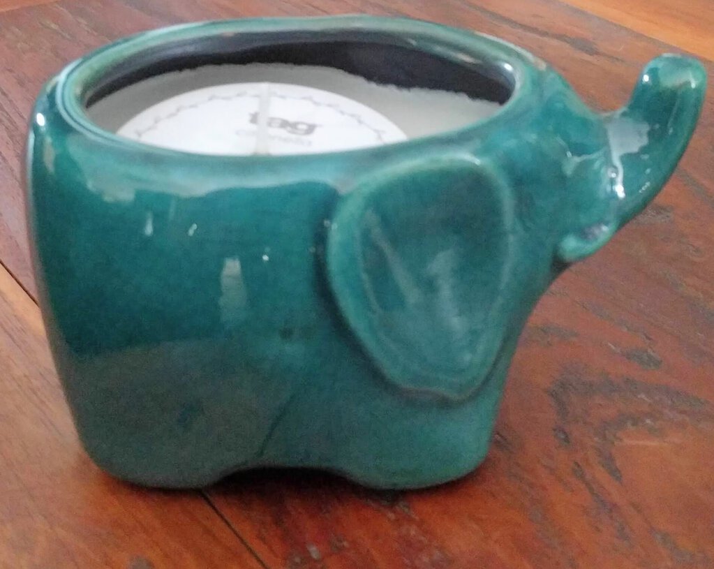 NEW Turquoise Ceramic Elephant Citronella Candle
