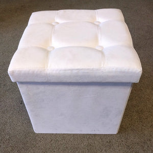 NEW 14.5" x 14.5" White Microfiber Storage Ottoman