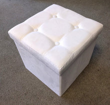 Load image into Gallery viewer, NEW 14.5&quot; x 14.5&quot; White Microfiber Storage Ottoman
