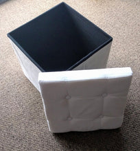 Load image into Gallery viewer, NEW 14.5&quot; x 14.5&quot; Ivory Microfiber Storage Ottoman
