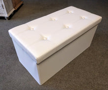 Load image into Gallery viewer, NEW 30&quot; x 15&quot; Ivory Leatherette Storage Ottoman
