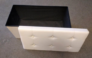 NEW 30" x 15" Ivory Leatherette Storage Ottoman