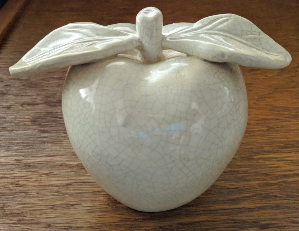 White Crackle Ceramic Apple