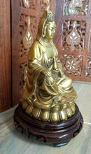 Load image into Gallery viewer, 6&quot; Vintage Brass Vishnu Figurine on Rosewood Stand
