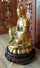Load image into Gallery viewer, 6&quot; Vintage Brass Vishnu Figurine on Rosewood Stand
