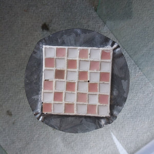 4" Vintage Pink and White Tile Ashtray