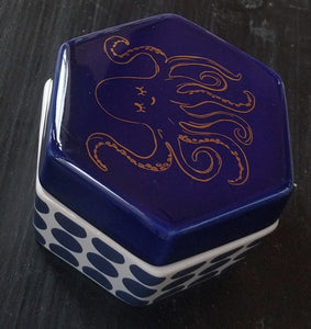 NEW Ceramic Trinket Box "Azure" Octopus in Box by Rosanna