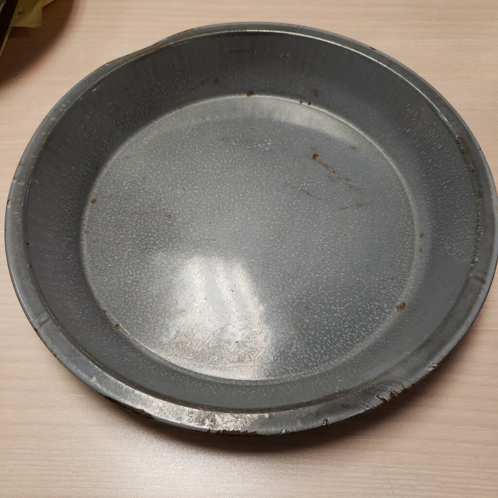 Vintage Gray Graniteware Pie Tin