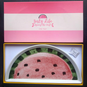 NEW 13x7.5" "Zesty Life" Watermelon Slice Tray in Box by Rosanna