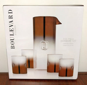 NEW Boulevard by Godinger Five Piece Crystal Barware Set (In Box)