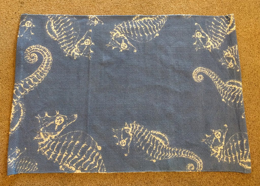 NEW 2' x 3' Blue Rug with White Seahorses