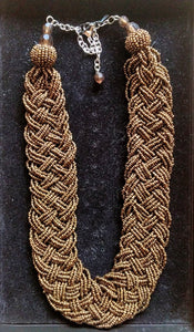 NEW 14k Gold Braided Bead Rope Necklace