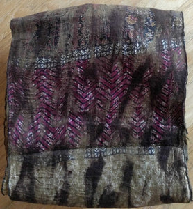 NEW 80" Wool & Silk Scarf - Neutrals/Purple