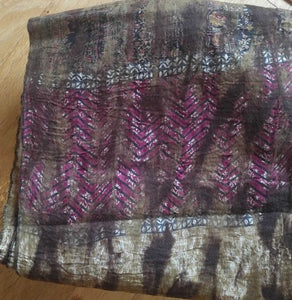 NEW 80" Wool & Silk Scarf - Neutrals/Purple