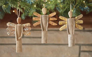 NEW 8" Driftwood Angel Ornament with Gold Accent 4671108G