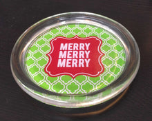 Load image into Gallery viewer, NEW Glass Wine Bottle Coaster - Merry Merry Merry
