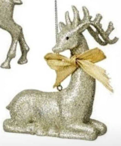 NEW Glitter Reindeer Ornament - Sitting
