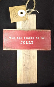 NEW 6" Wood Cross Ornament - Jolly 46700035J