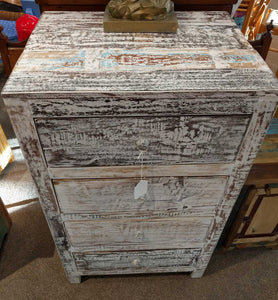 NEW Whitewashed Indian Reclaimed Wood Four Drawer Chest - MDA-26W