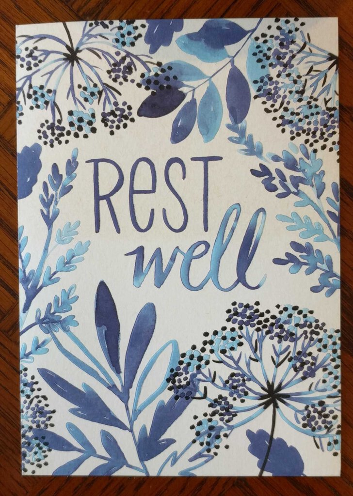 NEW Greeting Card - Rest Well in Blue Flowers - GWGEN 100-31503