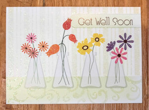 NEW Greeting Card - Get Well Flowers in Vases - GWGEN 100-31409