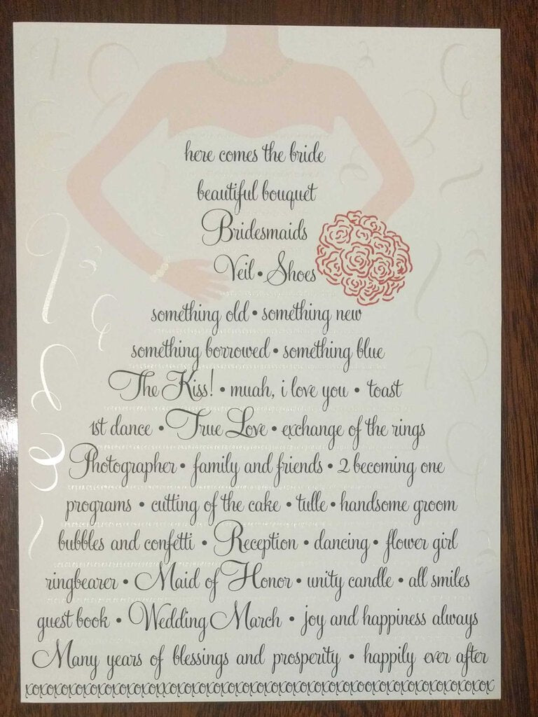 NEW Greeting Card - Typographic Bride- WSGEN 100-42106